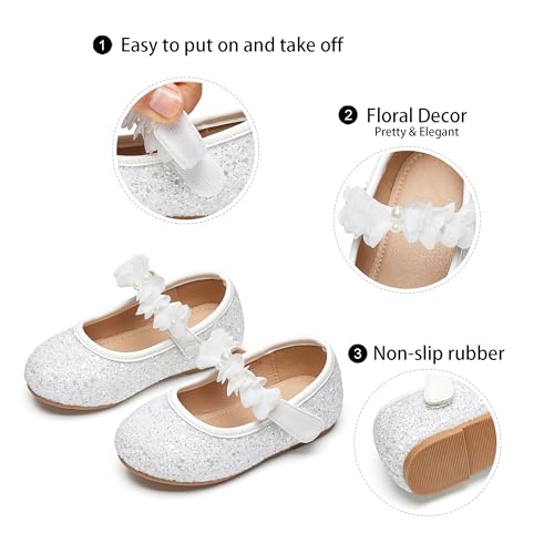 Image of GINFIVE Toddler Girls Dress Shoes Little Girls Mary Janes Ballerina Flats Shoes Toddler