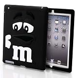 Souple en silicone 3D M & M Pouf poire chocolat bonbons mm Housse pour Apple iPad 4 3 et 2 noir