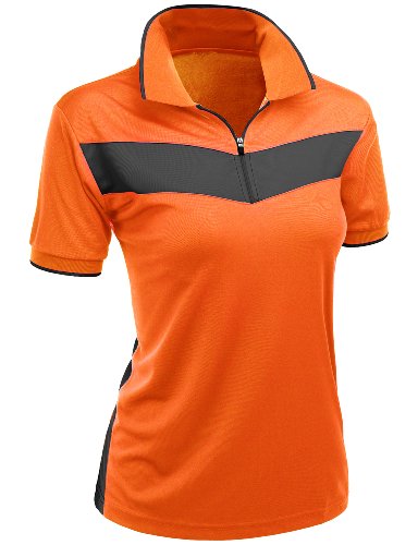 Xpril Women's 2 Tone Pattern Coolmax Fabric Polo T-Shirt