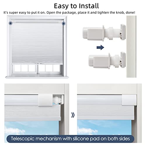 Moonice Cordless Cellular Shades No Tools No Drill Blackout Cellular Blinds Single Cell Custom Honeycomb Window Shades For Window And Door, Home And Office, 57" W X 48" H, White Blinds #TOP2