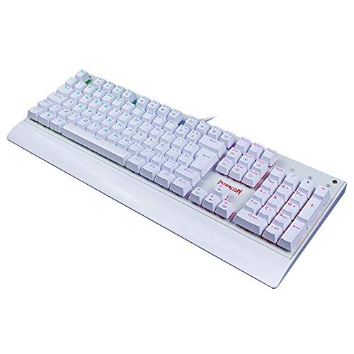 Teclado Mecânico Gamer Redragon Kala Lunar White RGB Switch Azul K557W-RGB, UNICO