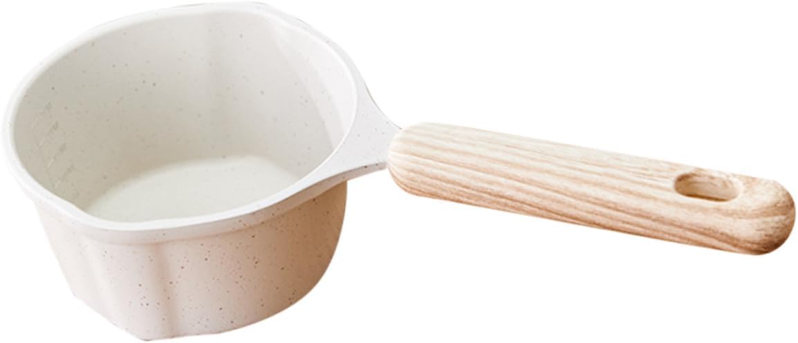 Small Metal Sauce Pot Xmas Aluminum Alloy 250ml with Wooden Handle