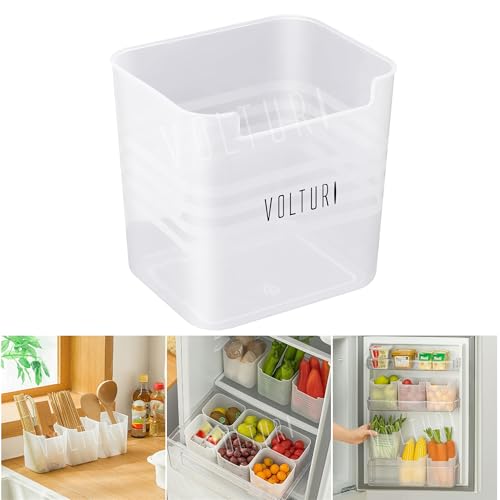 VOLTURI Fridge Storage Containers (Pack of 6), Multipurpose Containers for Storage, Space-Saving, Refrigerator Side Door Organizer for Fridge, Kitchen, Fruits, Vegetables, Fridge Storage Boxes