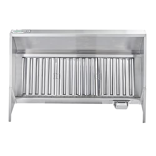 HOODMART Concession Trailer Hood System for Food Truck | 6’ Commercial Range Hood with Direct Drive Exhaust Fan | Stainless Steel Kitchen Equipment with Install Kit Included