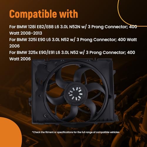 Image of maXpeedingrods 3 Pins Cooling Fan Assembly Brushless Motor 400W for BMW 325i E90 325x 330i 330xi 2006, 128i 2008-2013, 328i 2007-2013, 328xi 2007-2008 Z4 E89 2009-2011, 17427523259 17117590699