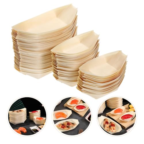Platos desechables barco sushi madera 100 unidades miniatura 6