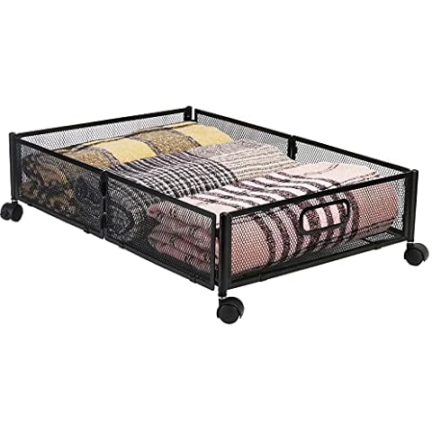 SubClap Under Bed Storage Container with Wheels 1 Pack, Underbed Rolling Drawer Storage Organizer for Clothes Shoes Blankets Books, Metal Underbed Drawer Cart for Bedroom, 23.6" L x 15.9" W x 6.42" H Cover