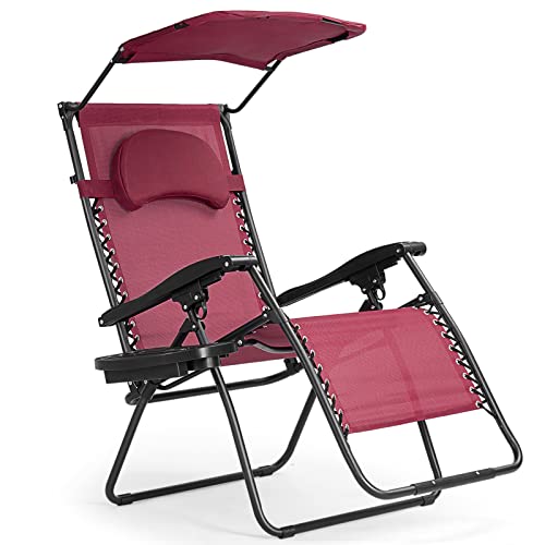 Safstar Zero Gravity Chair with Shade Canopy, Reclining Lounge Chair...