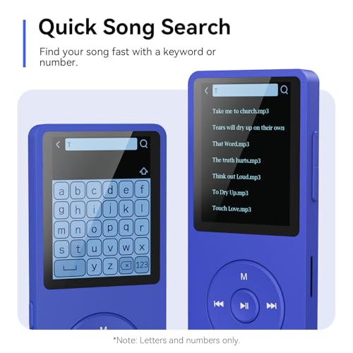 Image of AGPTEK A02 MP3 Player with Bluetooth 5.3, 1.8'' 64GB Portable Music Player | with Speaker, FM Radio, Voice Recorder, Supports Expanded Up to 128GB(Blue)