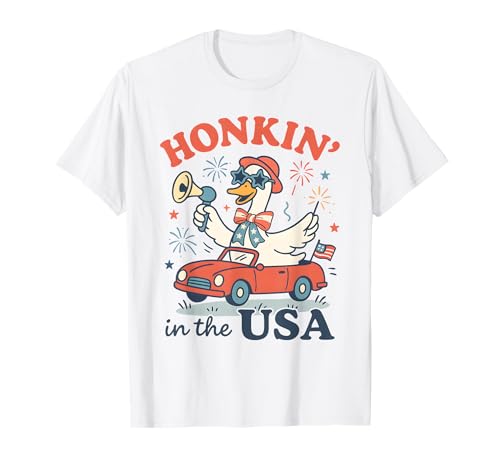 Funny 4th of July Goose Retro Independence Day Firequacker Camiseta