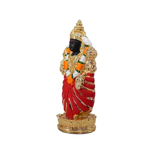 Image of Gold Plated Standing Padmavati | Small Gold Goddess Idol Murti for Car Dashboard, Office Desk & Home Temple |Divine Blessings, Prosperity & Protection | Size: 6cm x 4cm x 12cm