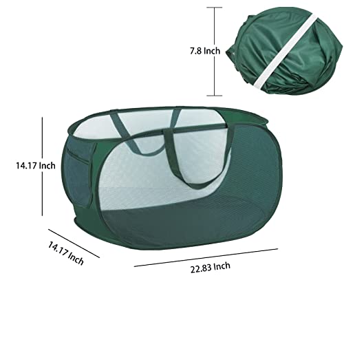 Eledoo-Popup Laundry Basket, 75L Foldable Laundry Hamper With Side Pocket, Capacity With Strong Handles And Dense Grid (Green Horizontal) #TOP4