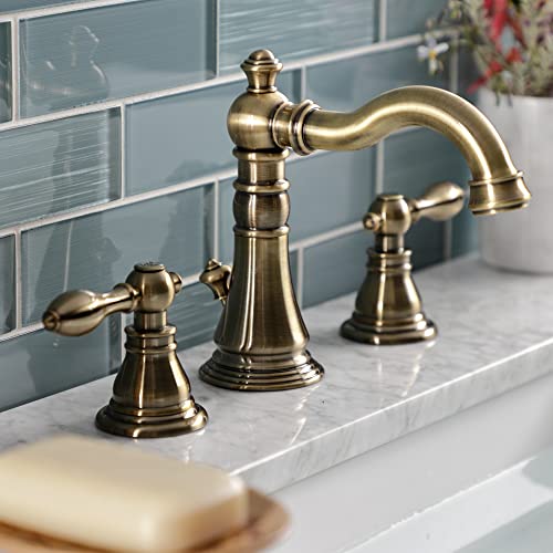Kingston Brass FSC19733ACL American Classic 8" Widespread Lavatory Faucet with Retail Pop-up, 5-1/8" in Spout Reach, Vintage Brass thumbnail 4