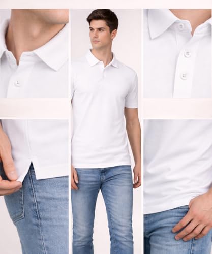 Image of AWG ALL WEATHER GEAR Men's Cotton Blend Polo T-Shirt | Plain Regular Fit | Soft Breathable Fabric | Casual & Formal Wear | Half Sleeve | Collared T-Shirt | Mens Tshirts | Tees for Man