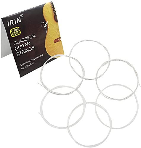 Lot de 6 cordes en nylon transparent pour guitare classique 1ère et 6ème (.028-.043) - Les Beatles, Paul McCartney, John Lennon, RIngo Starr, George Harrison Lot de 6 cordes en nylon transparent pour guitare classique 1ère et 6ème (.028-.043)