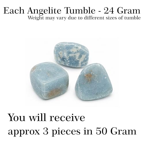 Image of Angelite Tumble Stones | 50g Tumbled Gemstones | Reiki Healing Stones | Home Decor Pebbles | Aquarium Gravel | Garden & Table Decor