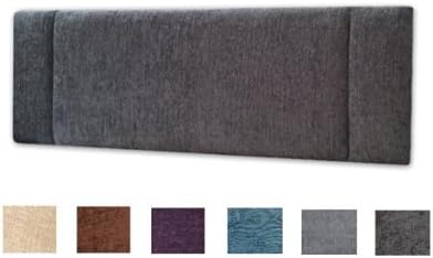 PORTOBELLO CHENILLE FABRIC HEADBOARD - 18 INCHES - VARIOUS SIZES - AVAILABLE IN 12 COLOURS (4FT SMALL DOUBLE, BLACK CHENILLE)