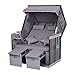 Outsunny Corbeille de Plage 2 Places Pliable - Cabine de Plage inclinable - abri Plage strandkorb - Coussins, Repose-Pieds, tablettes, Pare-Soleil - Bois résine tressée Polyester Gris