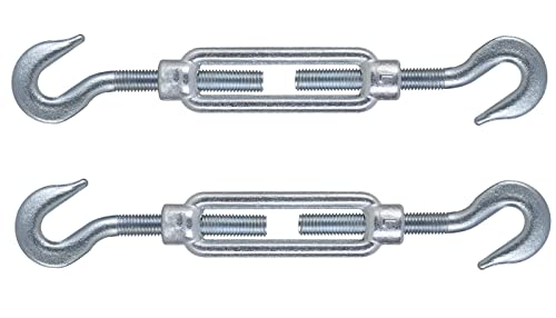 M12 X 125mm Hook Hook Steel Turnbuckles Wire Tensioner Strainer Closed Hook Threaded Hook (Pack of 2)
