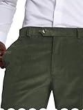 Men's Corduroy Pants Classic Fit Winter Casual High Waist Corduroy Dress Pants Olive Green,32W x 32L