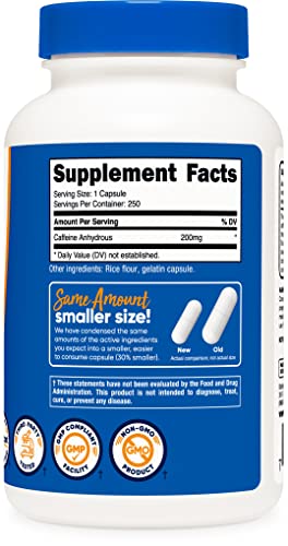 Nutricost Caffeine Pills, 200Mg Per Serving (250 Caps) #TOP3