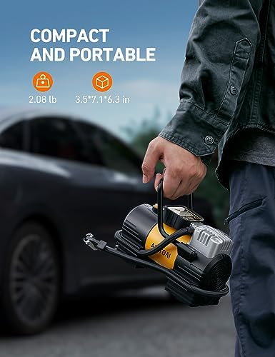 AstroAI Tire Inflator Portable Air Compressor 12V DC Air Pump Digital Gauge - 3
