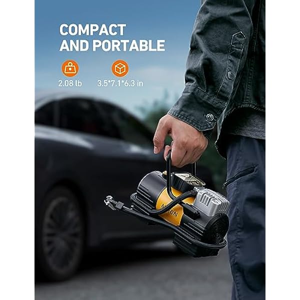 AstroAI Насос для автомобильных шин AstroAI 150 PSI портативный компрессор электрический насос на 12 В постоянного тока с функцией автоматического отключения быстрой накачкой и светодиодной подсветкой для автомобилей