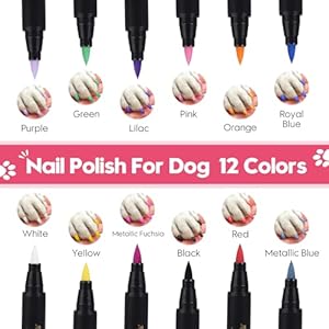 Msdadadognailpolishpensquickdry12colorspetnailpolishsetfordogsdogsafeodorlessnailpolisheasydiydognailartkitstylishgirldogaccessoriesforpuppylargedogs  Cucciolini Doodles   cucciolini doodles