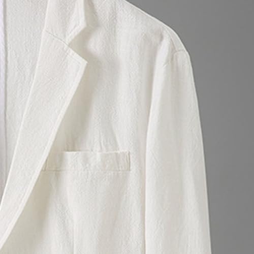 Men's Slim Fit Linen Jacket Lightweight 2 Button Blazer Coat Casual Notched Lapel Suit Jacket3
