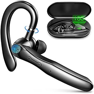 Bluetooth Headset Bluetooth Earpiece 5.3 Hands Free Clear Call with 2 ENC Mic, 80Hrs Ultra Long Playtime, LED Display Charging Case, Wireless In Ear Earpiece for Driving/Business/Office [2023] Black