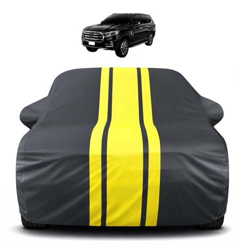 Image of Auto Hub Car Cover Compatible with MG Gloster with Mirror Pocket, Soft Cotton Lining, Gloster Car Cover Waterproof - Yellow-Black