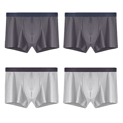 Boxer a rayas de algodón para hombre en lote de 4 calzoncillos de talla grande