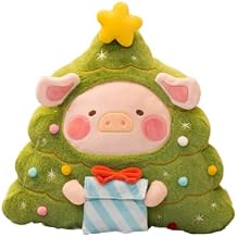TOYZERO + LuLu The Piggy 40cm Christmas Pillows Plush Cushion| Plush Decorative Christmas Tree Shaped Throw Pillow for Couch & Bed| Cute Stuffed Xmas Decoration for Sofa, Bedroom and Living Room