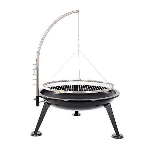 Masssiver Kettensatz Kette 80 cm lang mit 4 Karabinerhaken für Grillrost aus Edelstahl rostfrei für Grill rund Dreibein und Schwenkgrill 6 BBQ 80 cm Schwenkgrill Grill Edelstahl Feuerschale Smoker Dreibein Designgrill inklusive Grillrost
