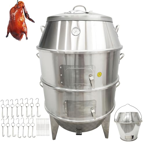 WYDDDARY Stainless Steel Charcoal Roast Duck Oven 3 Tiers Commercial Roast Duck Cooker Duck Grill Roaster for Duck Chicken Pigeon Fish and Vegetables Dia.31.5in 2.2Lbs Duck Once Can be Roasted 15-18