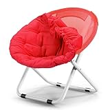 Silla Plegable Perezosa Adulto Grande Luna Silla Redonda Sofa Sillón (Color: Rose Rojo) (Color: Rojo) kangdongxu (Color : Red)