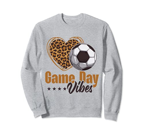 Juego Día Vibes Mujeres Mamá Blanqueado Leopardo Corazón Fútbol Sudadera
