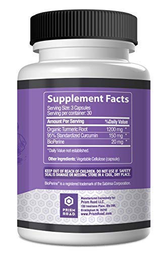 image for Prism Road Turmeric Curcumin Supplement with Bioperine Organic Turmeri