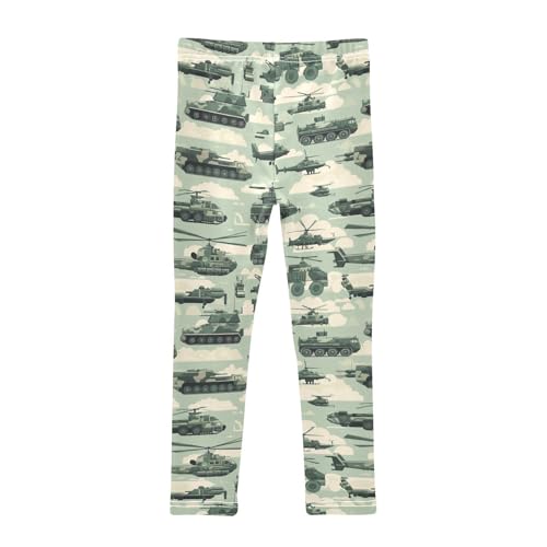 Wusikd Army Girls' Leggings Toddler Doodles Vehicles Kids Yoga Pants Dance Active Tights 4T2