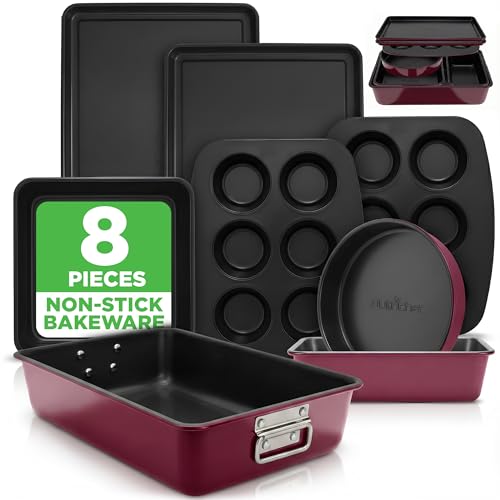 NutriChef 8-Piece Nonstick Stackable Bakeware Set - PFOA, PFOS, PTFE