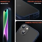 TENDLIN Etui kompatybilne z iPhone 14, przezroczyste, matowe twarde etui z miękkim silikonowym zderzakiem, wygodne etui (niebieskie)