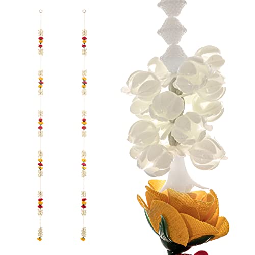 Juego de 2 flores artificiales latkan para colgar en la pared de la puerta Toran Bandanwaar para el hogar, oficina, templo, boda, decoración y regalo (flores rojas, amarillas, blancas) Cover