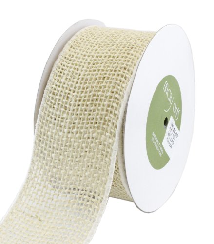 May Arts Burlap Wired Ribbon 2-1/2"X10 Yards-Light Natural