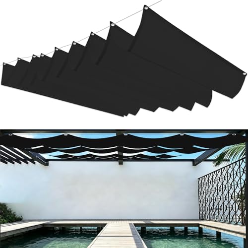 Voile d'ombrage rétractable vague bâche haut de gamme noire 2x4 m avec œillets