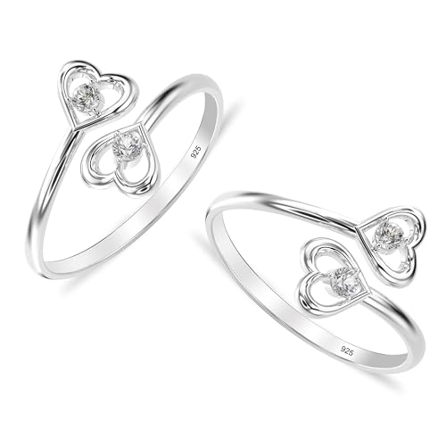 Image of TRUESILVER ACPL 925 Sterling Silver Toe Rings for Women (Adjustable) BIS Hallmarked Multi-Design Bichiya | Pure Chandi Foot Jewelry | Gift for Mom, Anniversary, Birthday