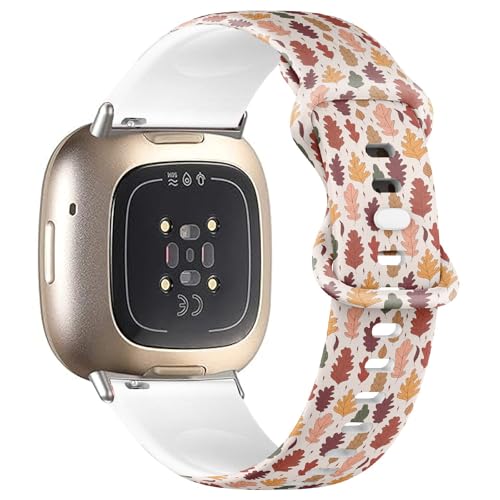 Compatible with Fitbit Sense/Sense 2 / Versa 4 / Versa 3, Replacement Sport Watch Band (Fall Colourful Autumn) Silicone Soft Strap Bracelet