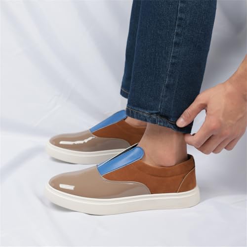 Men's Classic Patent Leather Slip On Sneakers Low Top with Soft Breathable Insole Lightweight Casual Comfortable Walking Dress Shoes for Business Party Wedding Office Daily Work4