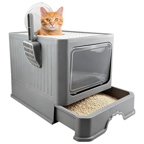 Ravytha Katzenklo mit Deckel Geschlossen, Katzentoilette mit Deckel, Katzentoiletten Groß, Geschlossene Katzenklo mit Si...