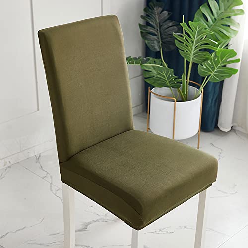 Odot Chair Covers, Elastic Dining Chairs Set of 2/4/6, Seat Covers Washable Removable, Extensible Dining Chair Covers, High Back Chair Cover for Hotel, Home (Set of 6,Olive green)