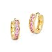 14k Gold Plated Brass Pink Channel Cubic Zirconia Huggie Baby Girls Earrings